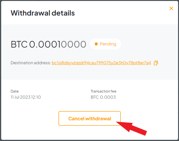 How to cancel a pending withdrawal